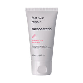 Mesoestetic Fast Skin Repair bottle supports post-procedure hydration and barrier care.