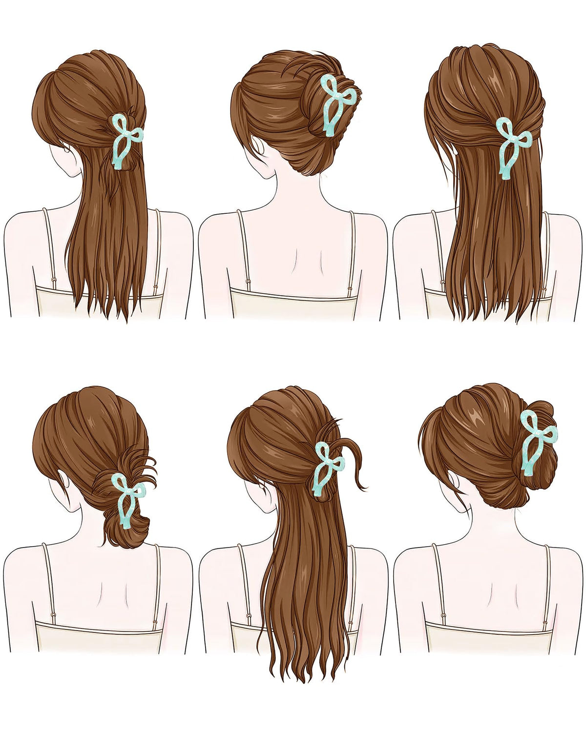 Mesovor daily-wear bow clips ideal for updos, half-up styles, and side-swept looks.