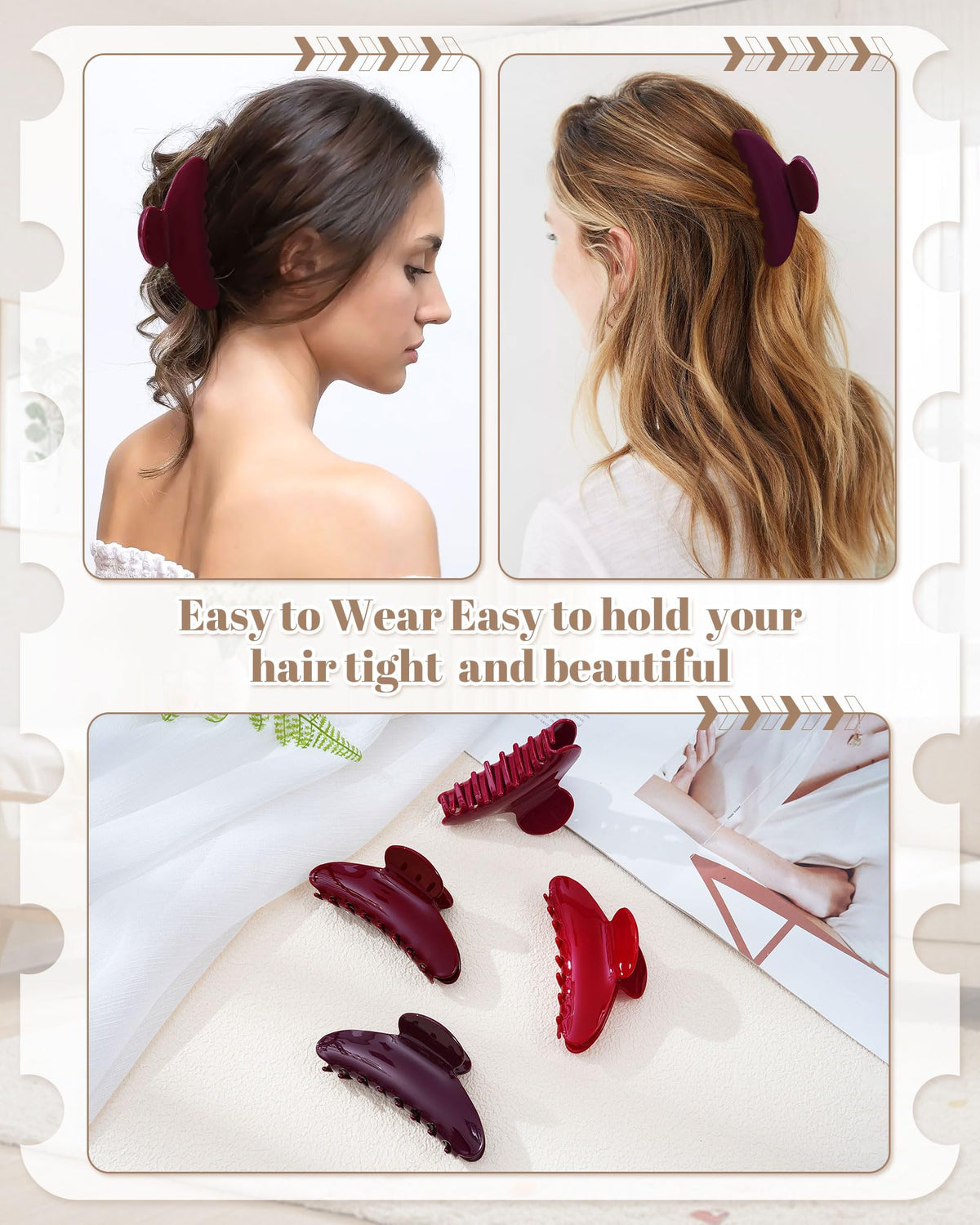 Mesovor large 4.1-inch clip ideal for voluminous or layered hair.