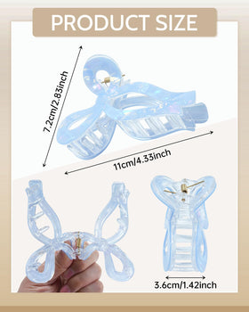 Mesovor non-slip bow hair clip 4.3 inches for secure hold on thick hair.