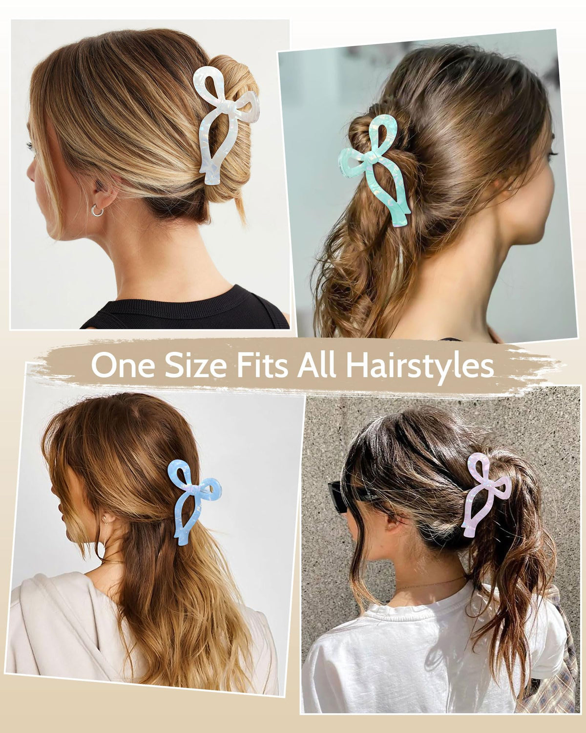 Mesovor versatile bow clips fit long, medium, curly, or straight hair for all styles.