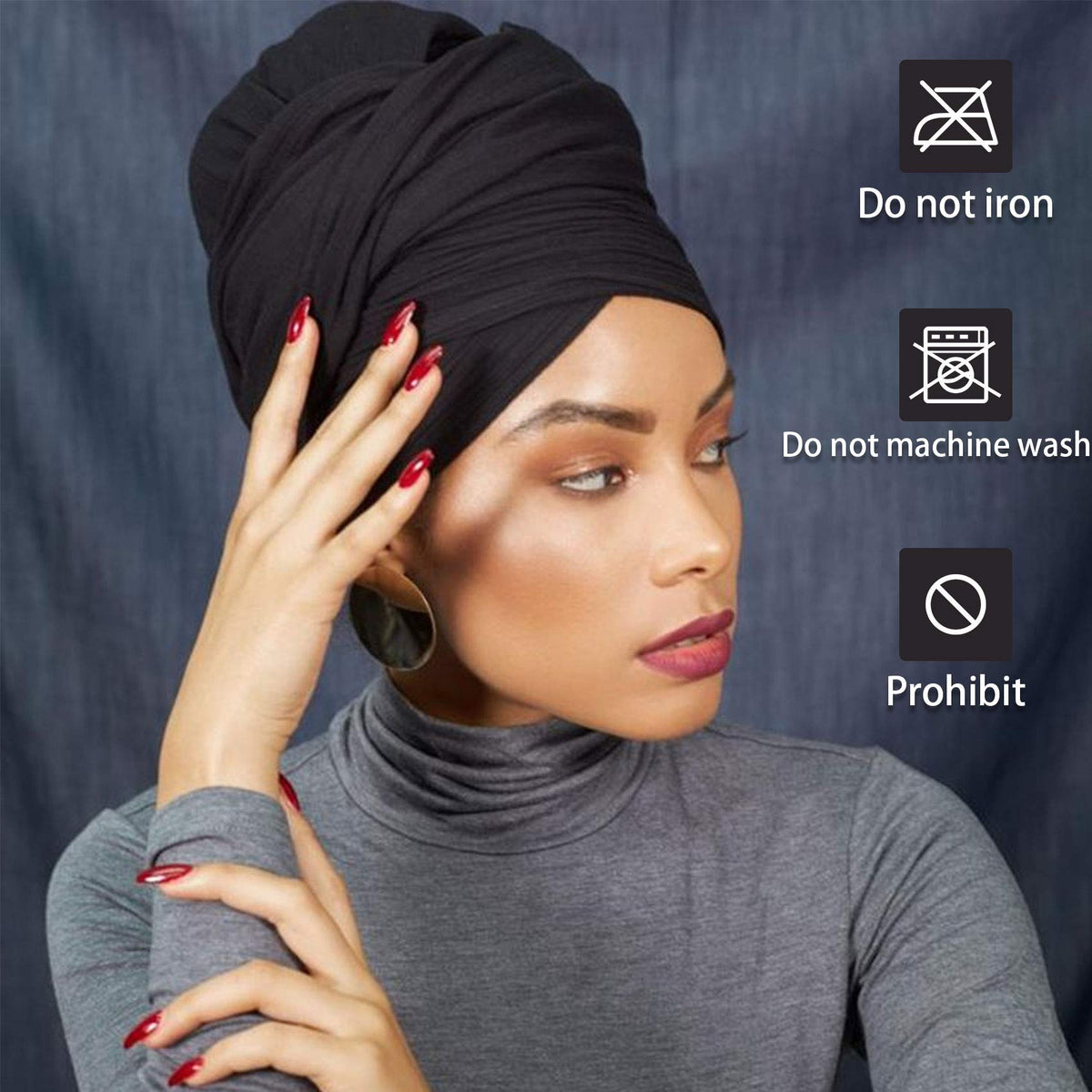 Messen head wraps in wine red color add bold accent