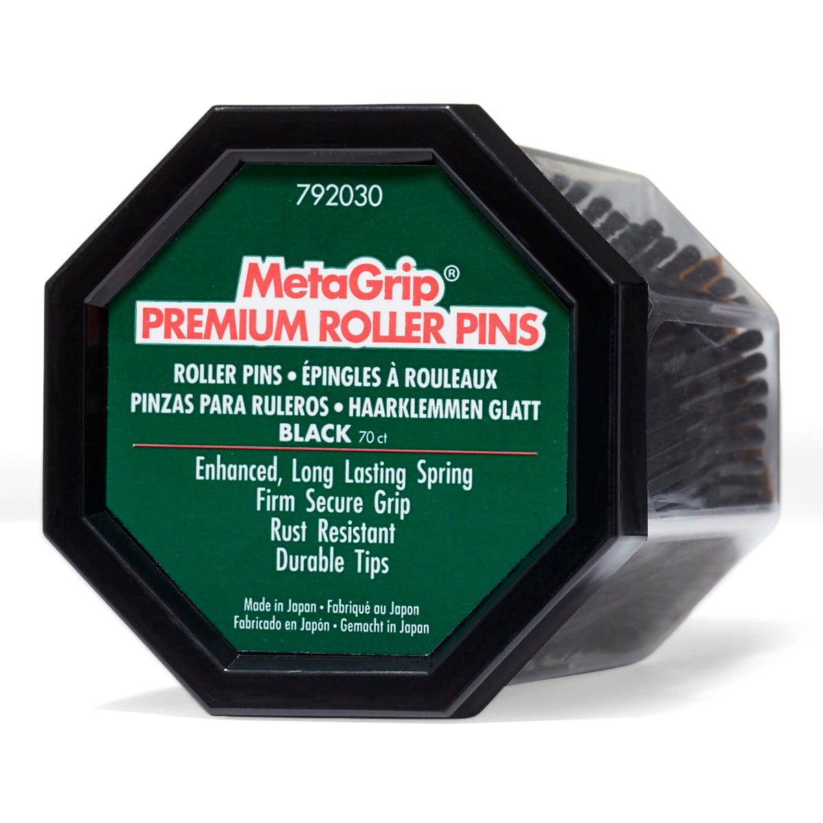 MetaGrip Black Premium Roller Pins, angle view, showcasing sleek finish and secure grip.