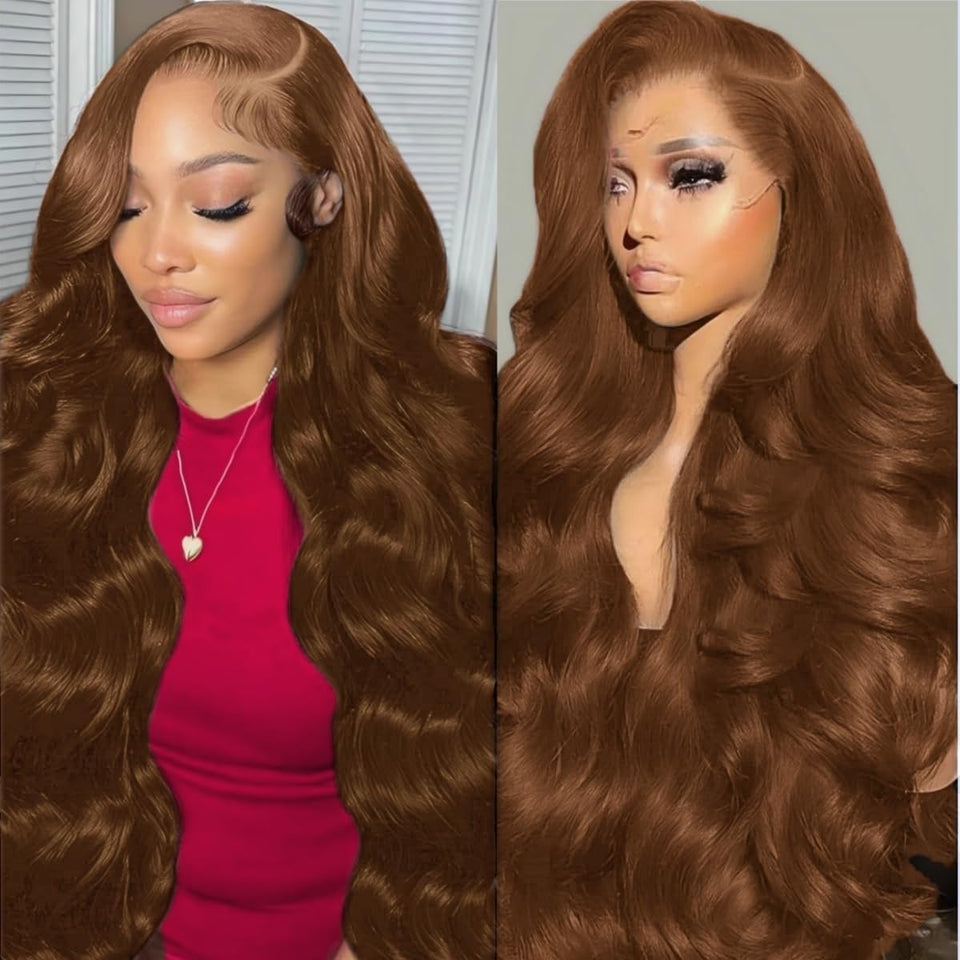METDIO 13x6 chocolate brown wig front view shows natural hairline for daily wear.