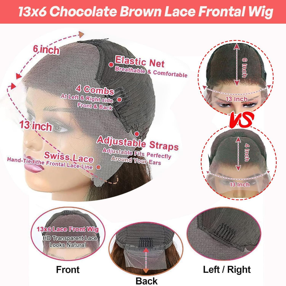 METDIO 13x6 wig hairline close-up shows pre-plucked edge for easy blending.
