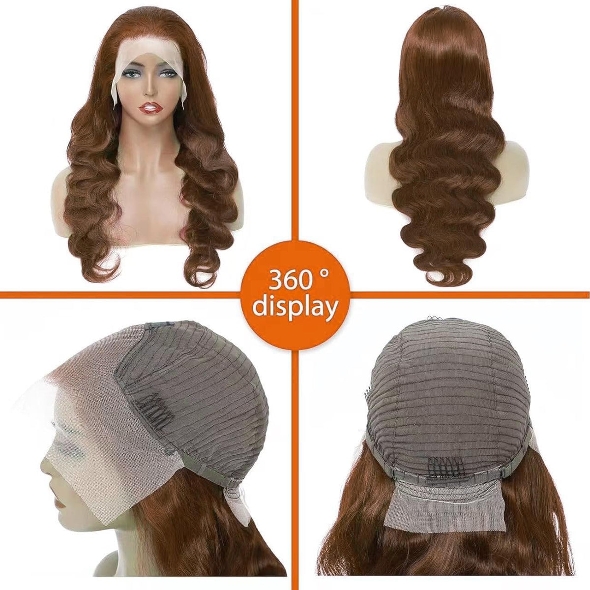 METDIO 13x6 chocolate brown wig on model demonstrates natural movement.