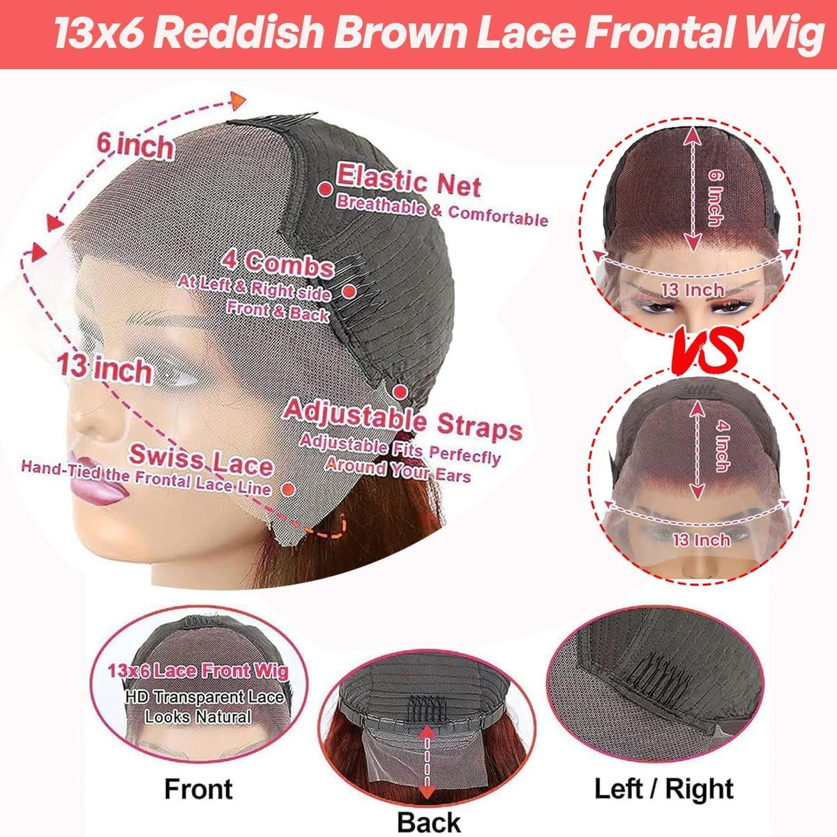 METDIO 28 inch reddish-brown wig ideal for weddings and special occasions.