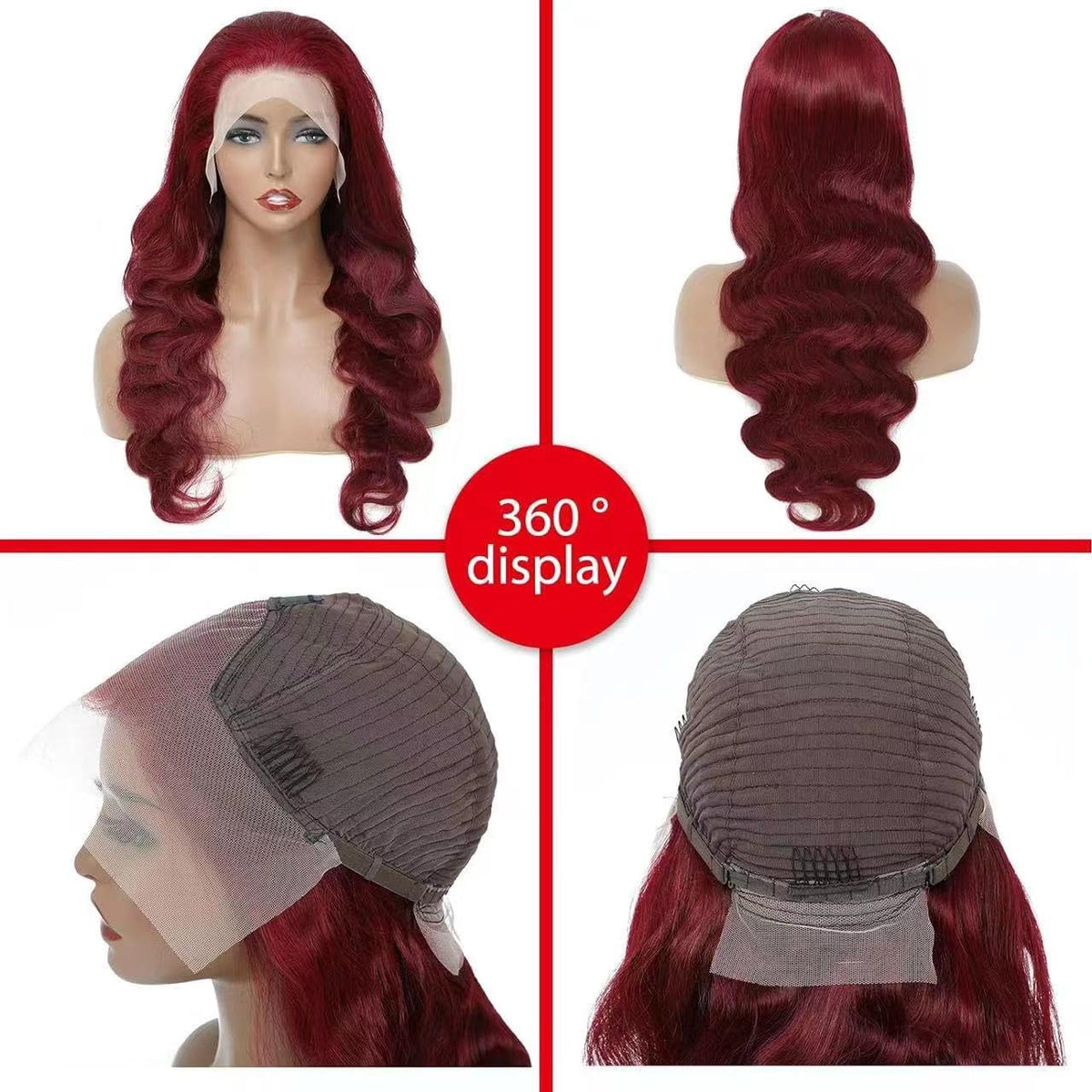 METDIO burgundy wig ideal for weddings and parties with elegant look.