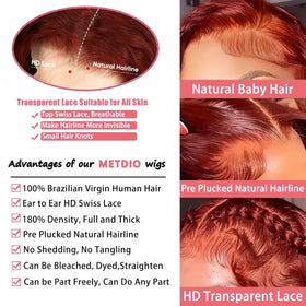 METDIO 180 density glueless wig with breathable cap for all-day comfort.