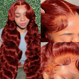 METDIO reddish-brown 30-inch body wave lace front wig for natural hairline and easy styling