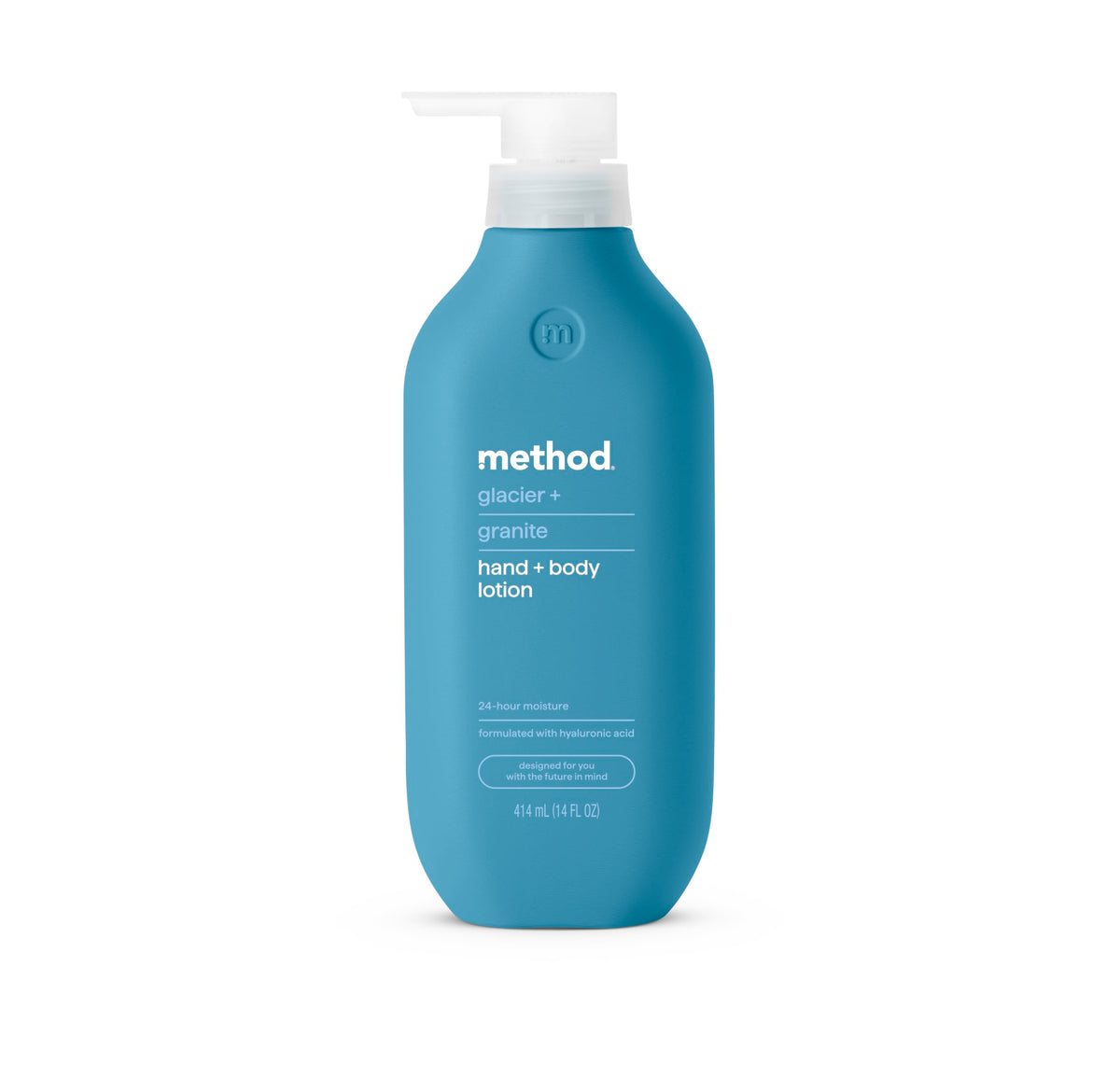 Method Glacier + Granite body lotion bottle with 24-hour hydration for soft skin.