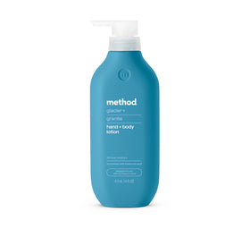 Method Glacier + Granite body lotion bottle with 24-hour hydration for soft skin.