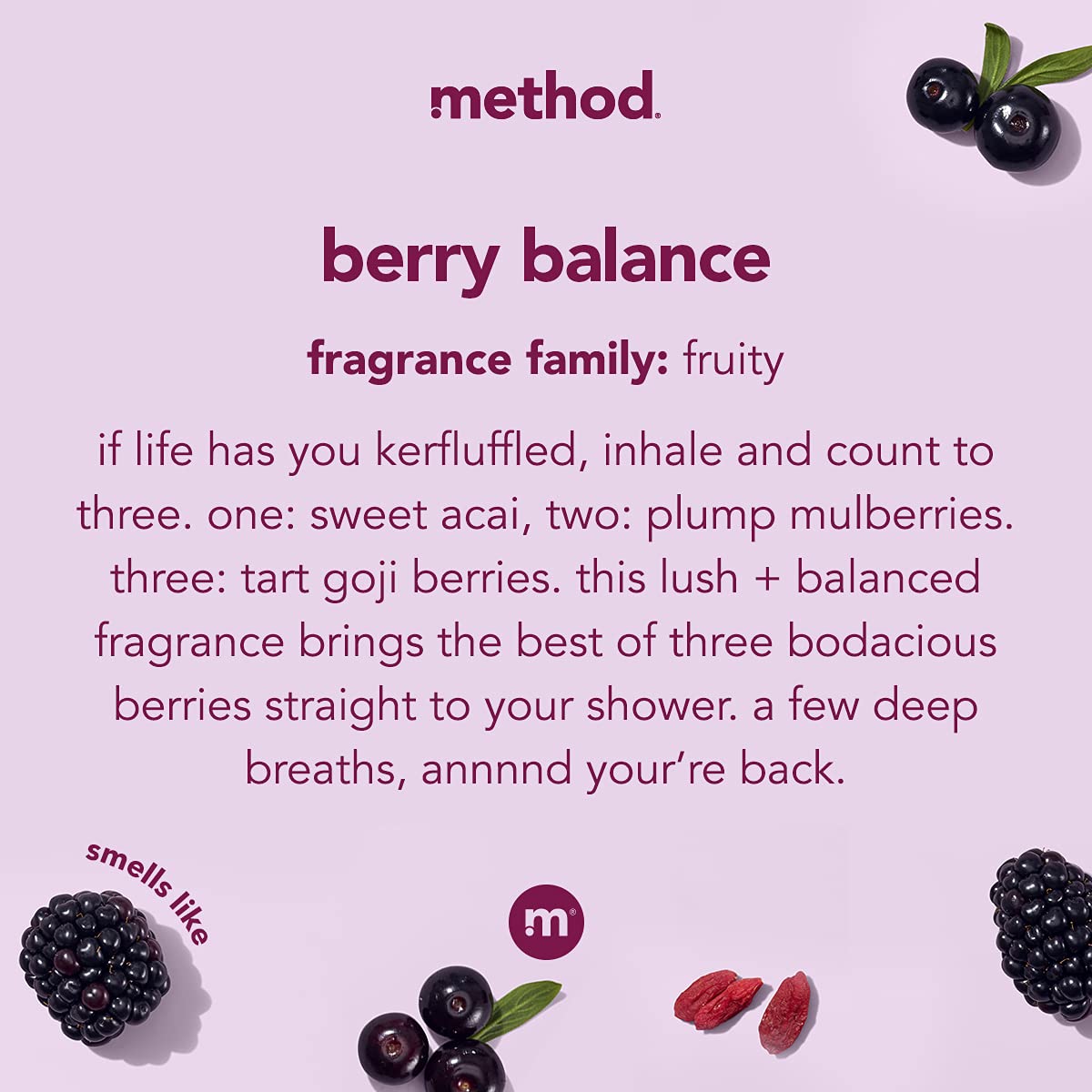 Method Berry Balance pump dispenser in hand, offering easy, spill-free use