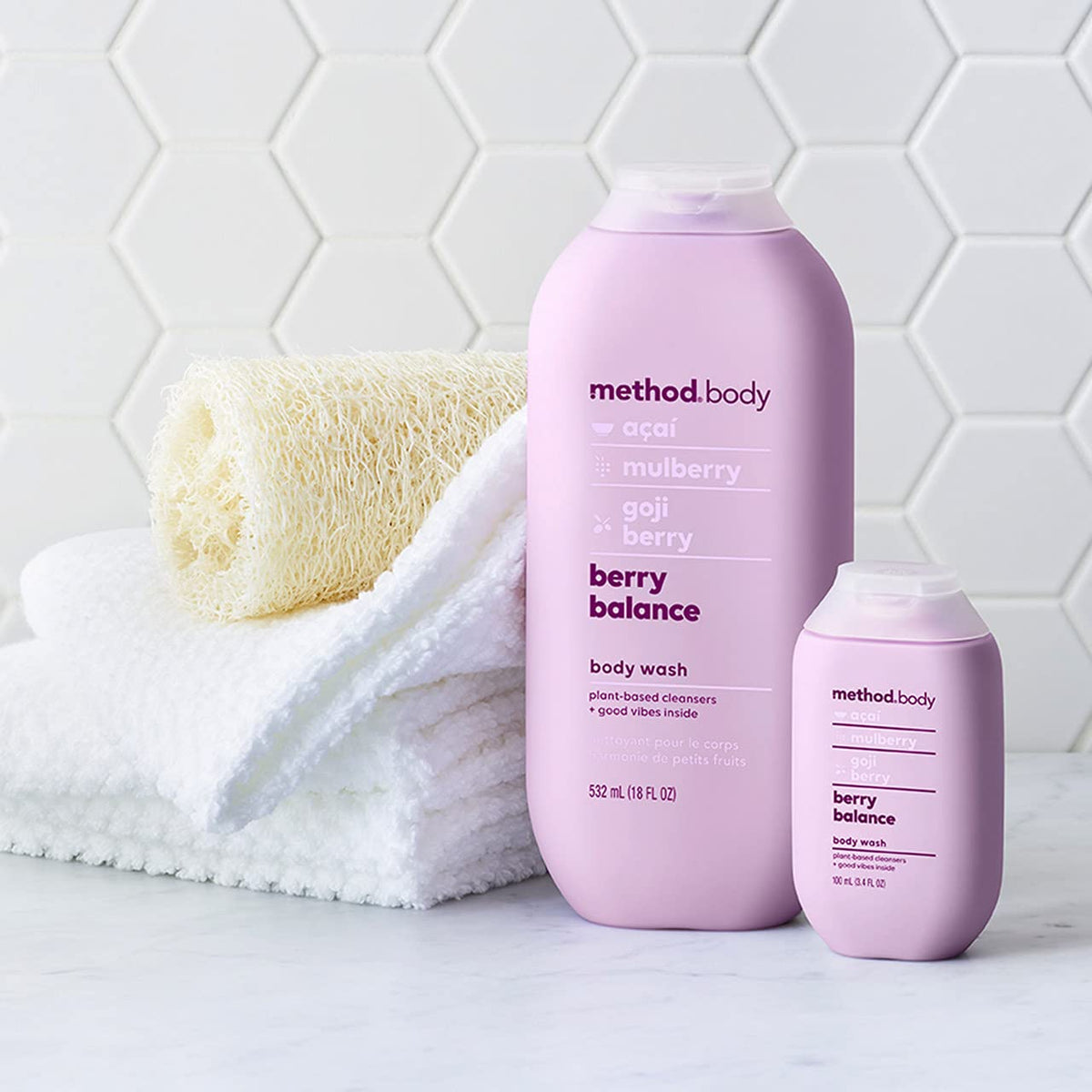 Method Berry Balance lather close-up highlighting rich foam and scent