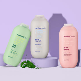 Close-up of Method label highlighting naturally derived ingredients