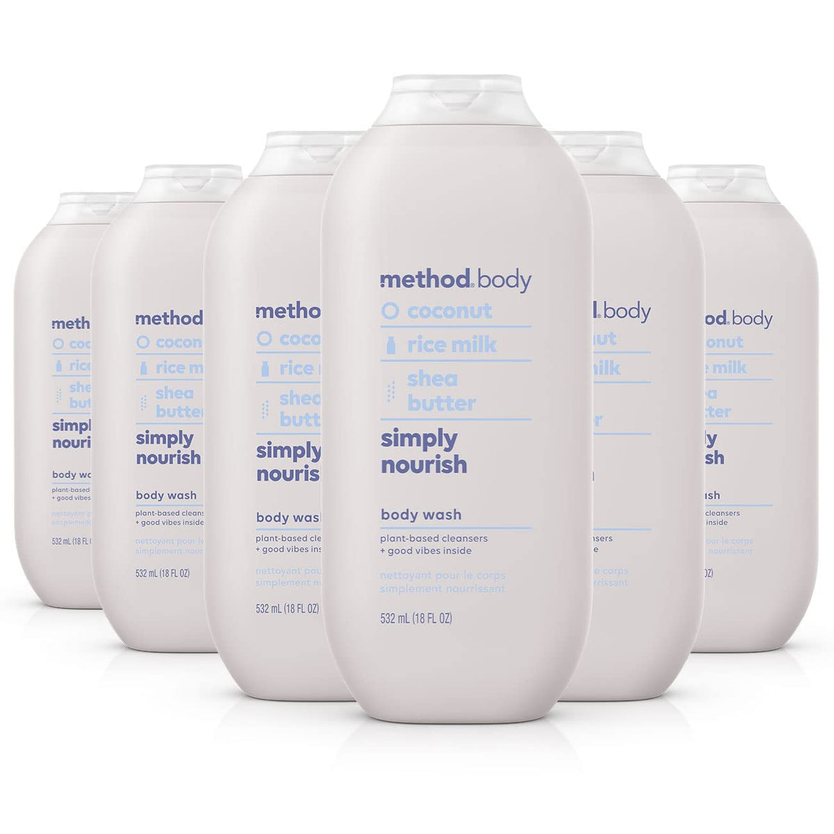 Method Simply Nourish body wash bottle with 18 oz size for easy dosing