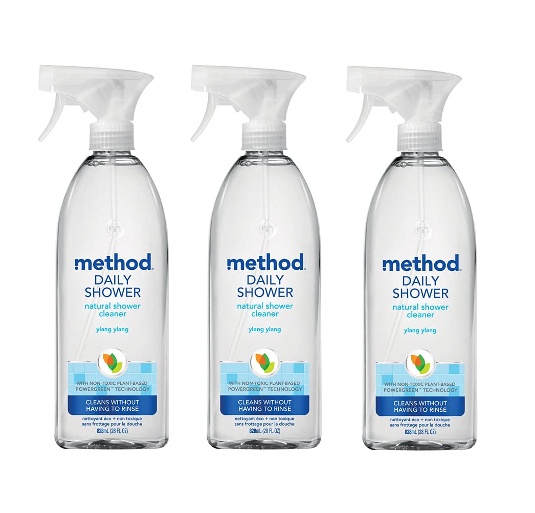 Method Daily Shower Spray pack of 3 bottles keeps showers residue-free.