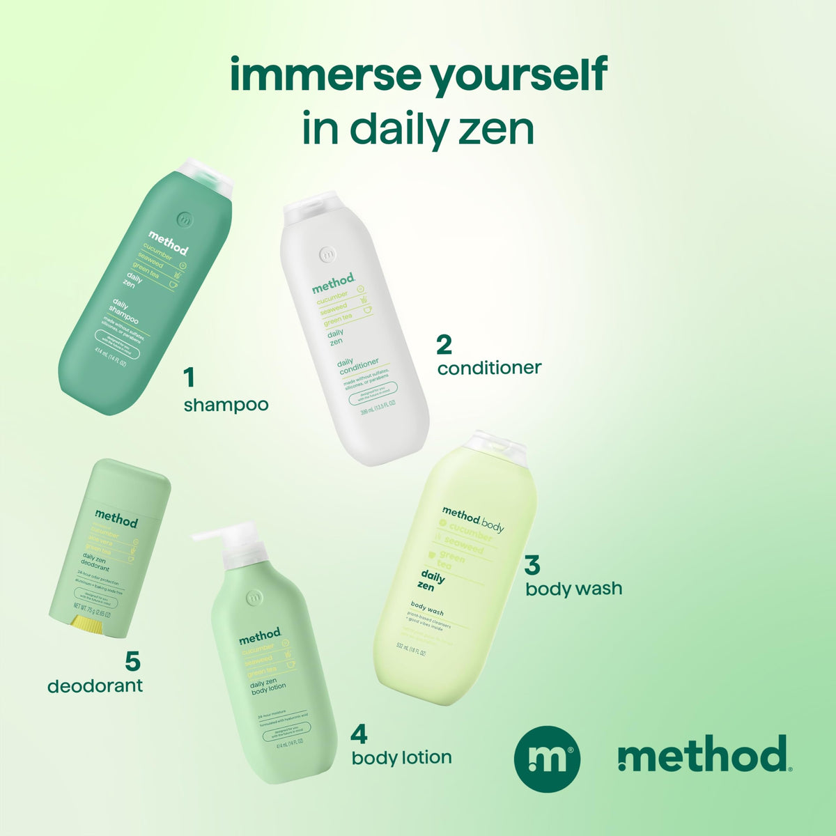 Method Daily Zen Shampoo cruelty-free logo indicates animal-friendly testing.