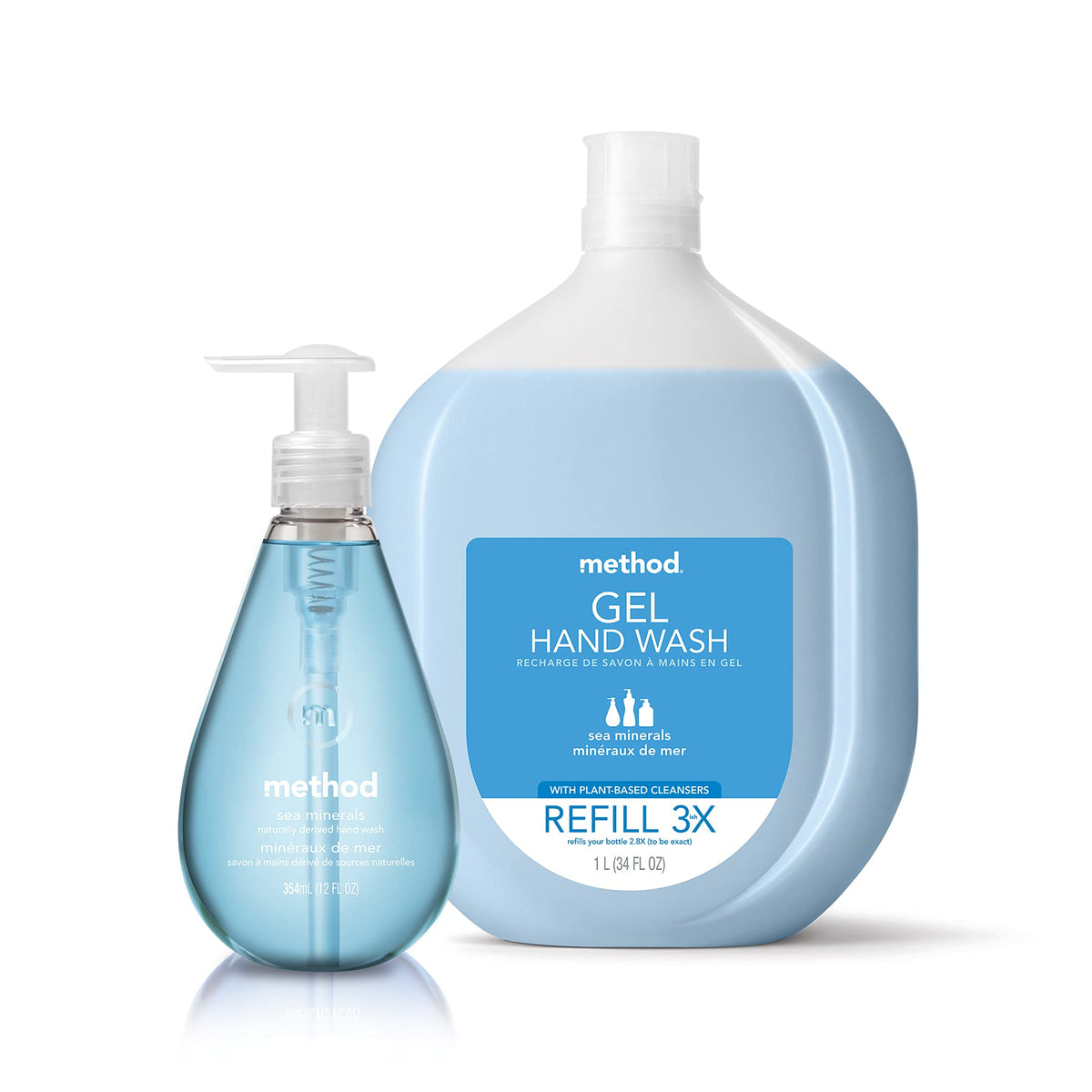 Method Gel Hand Soap Pink Grapefruit bottle closeup, pleasant citrus scent.