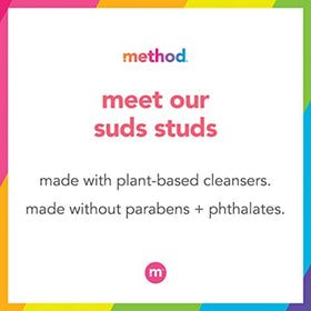 Method hand soap leaves hands feeling soft and clean after washing.