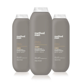 Method Men 2-in-1 bottle with cedar-cypress scent for effortless cleansing.