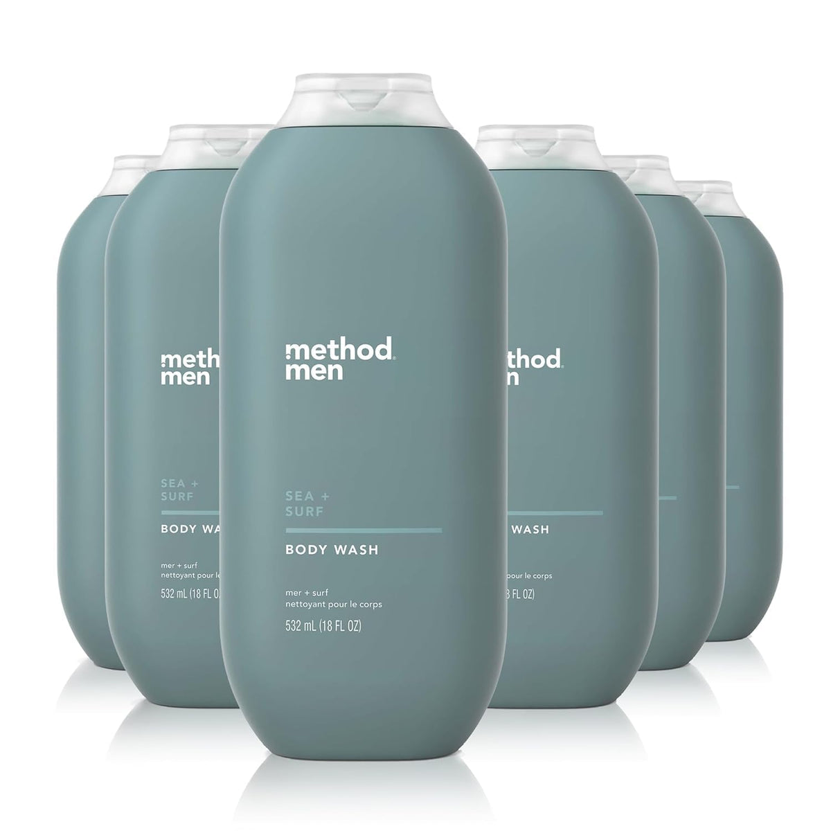 Method Men Body Wash Sea and Surf bottle closeup for refreshing post-workout cleanse.