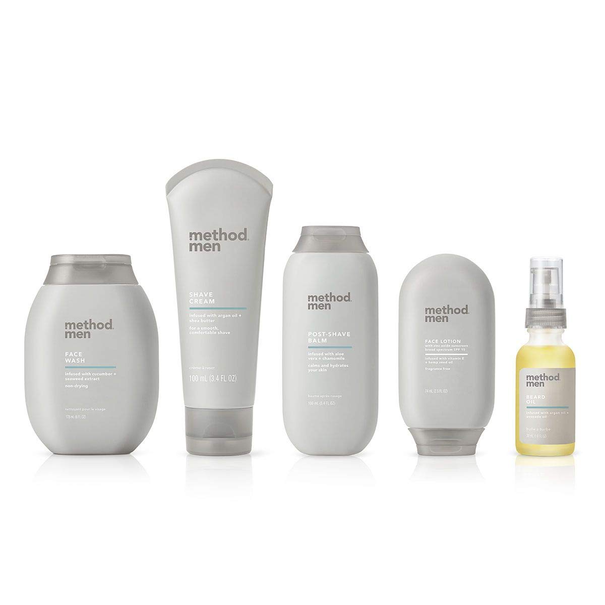 Three bottle Sea + Surf pack arrangement from Method Men for easy storage