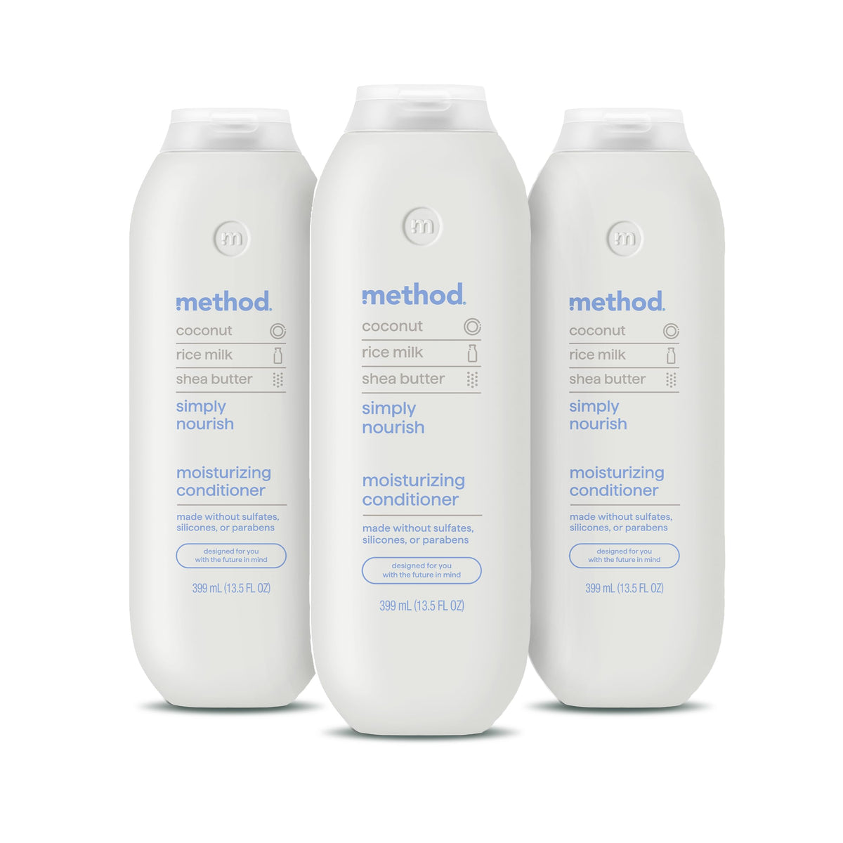 Method Simply Nourish Moisturizing Conditioner hydrates dry hair for silky feel