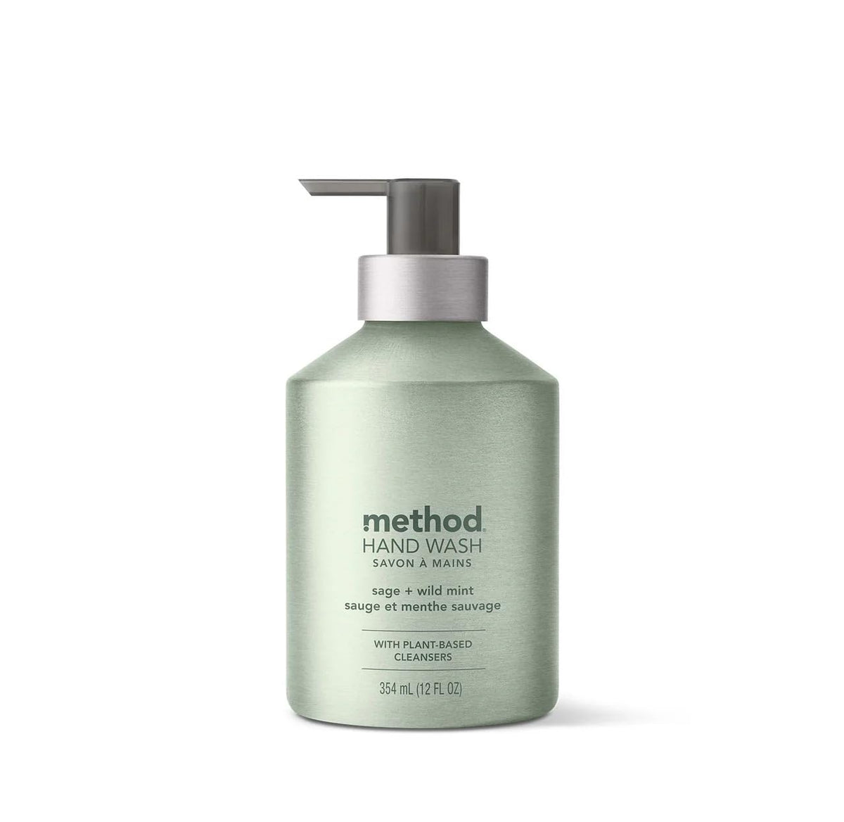 Method Premium Gel Hand Soap bottle front in a reusable aluminum bottle for daily use