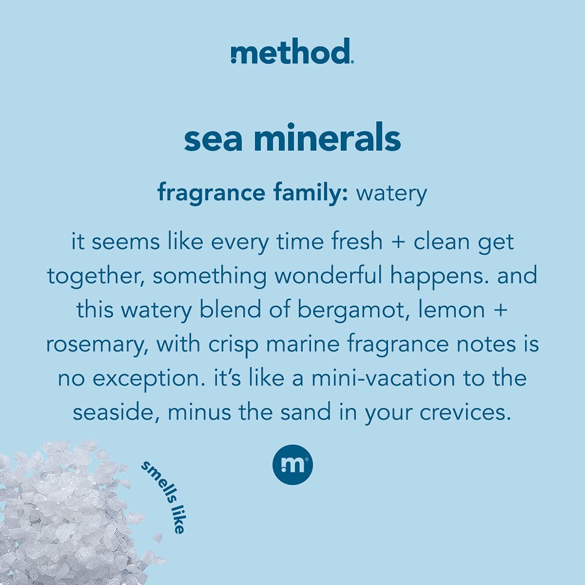 Method Sea Minerals foam texture on hands for a quick wash.