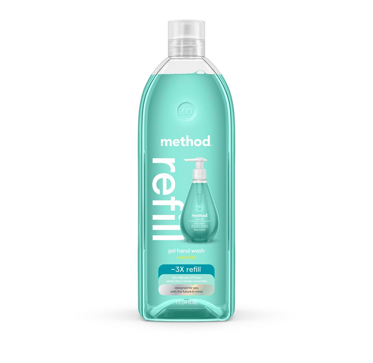 Method Waterfall refill bottle for quick, mess-free top-ups.