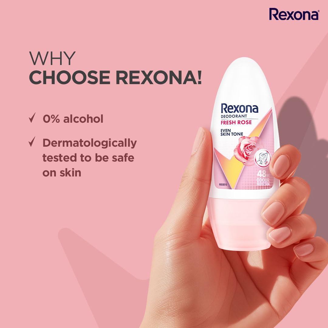 Metrey Herbotech Rexona Fresh Rose roll-on fragrance for confident daytime wear