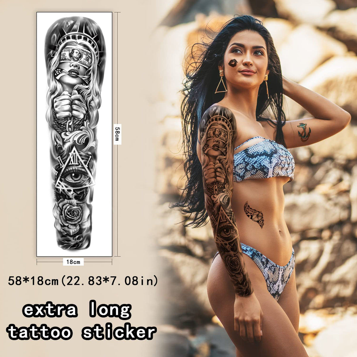 Metuu 3D-effect temporary tattoos add subtle depth.