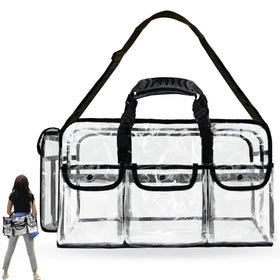 Mewcho clear tote bag, 20-inch size, for easy travel and quick access.