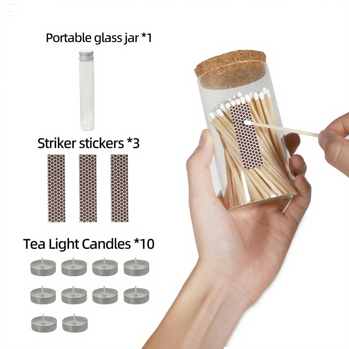 Meya Luxury four-inch long matches ready for safe lighting.