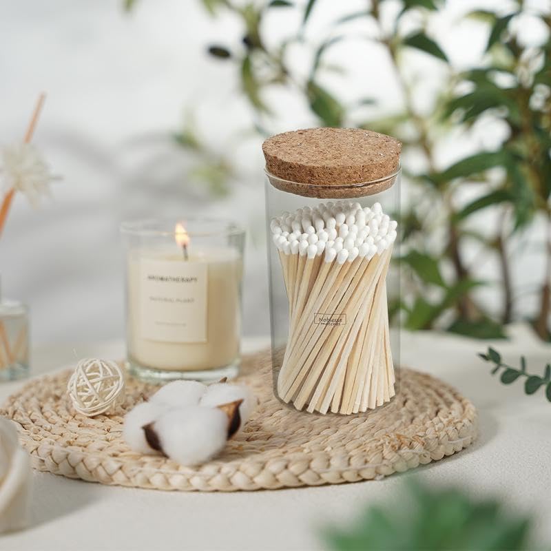 Meya Luxury glass jar with light strip shown for easy ignition.