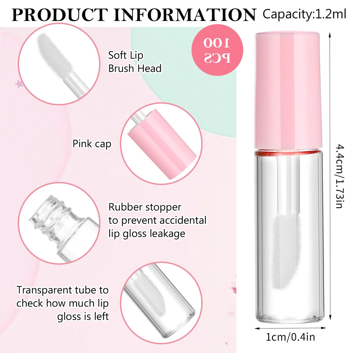 Meyeyaia 100pcs pink lip gloss containers for easy sharing and gifting.