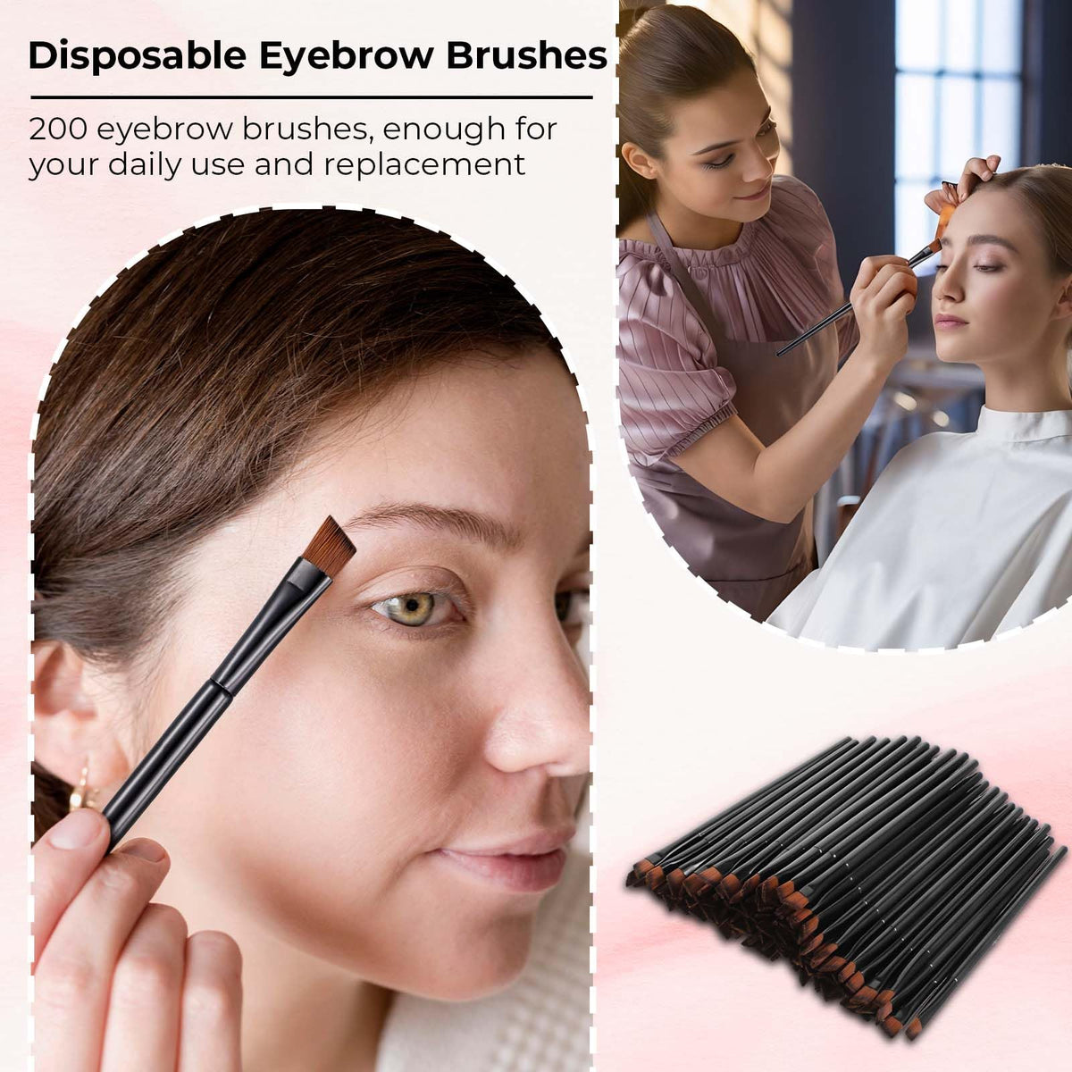 Meyeyaia disposable angled eyebrow brush sturdy plastic stem for daily use