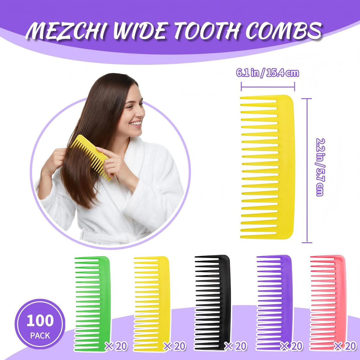 Mezchi polypropene material provides durability with rounded teeth for gentle scalp contact.