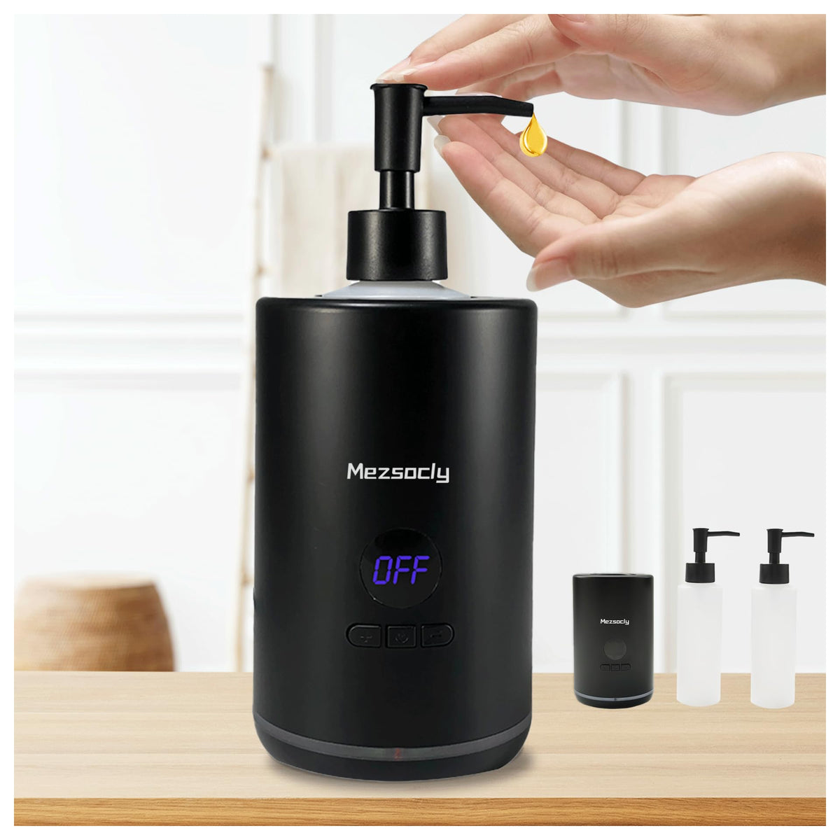 Mezsocly oil warmer with bottle dispenser for smooth massage oil flow.