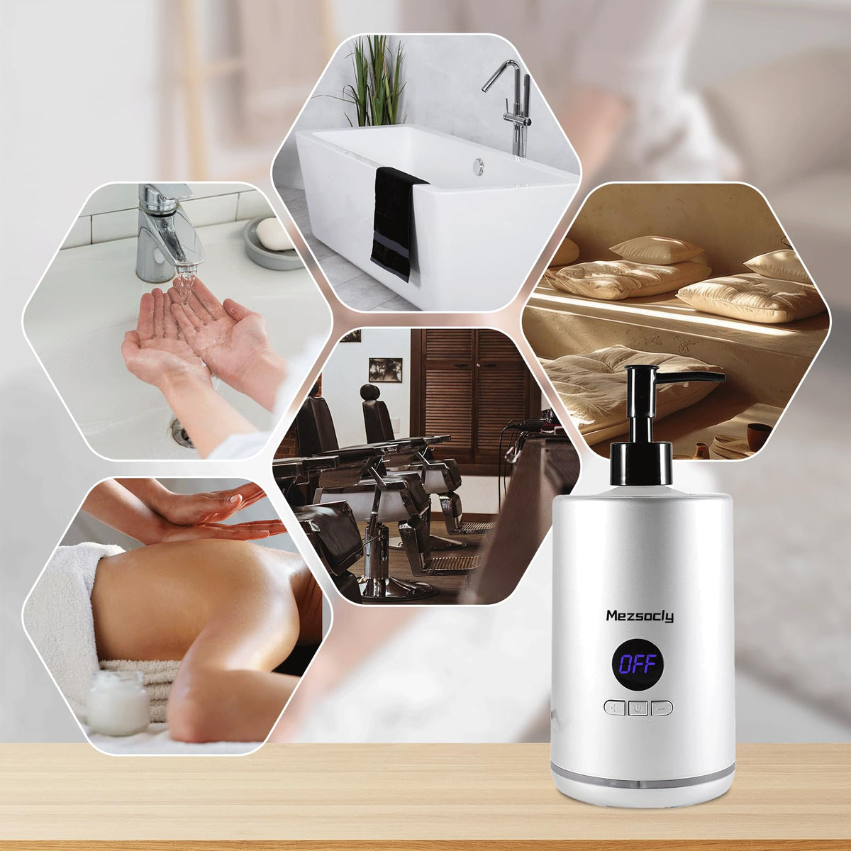 Mezsocly spa setup with two dispensers supports efficient work.