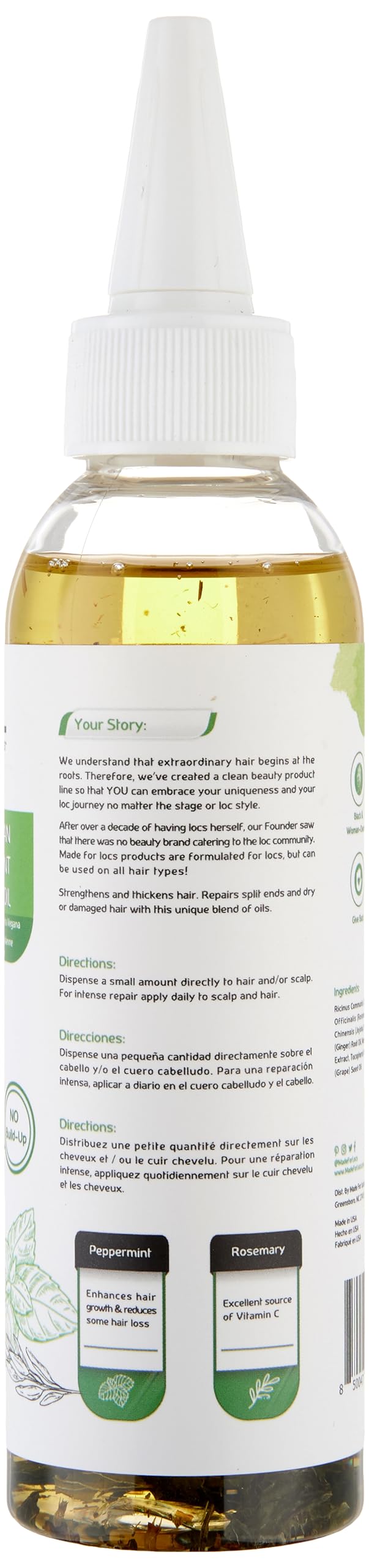 Close-up of peppermint and rosemary ingredients in MFL Locs Growth Serum