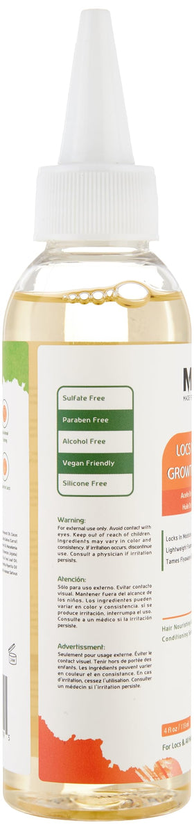 MFL MADE FOR LOCS vegan growth serum close-up highlights pineapple blueberry mint aroma.