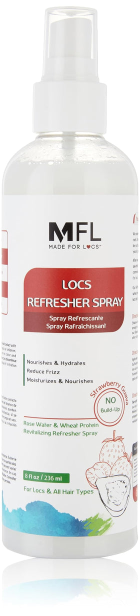 MFL Made For Locs Rose Water Refresher Spray bottle with strawberry guava aroma and hydration.