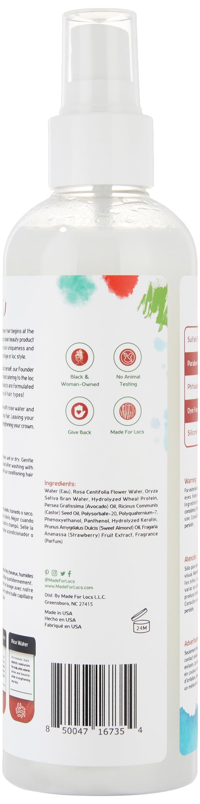 MFL Made For Locs bottle shows nourishing spray improving manageability and shine.