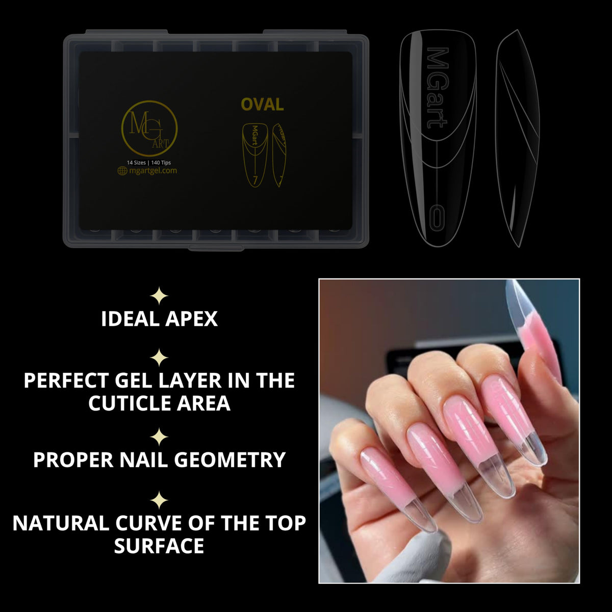 MGART Dual Forms clear material highlights natural nail bed
