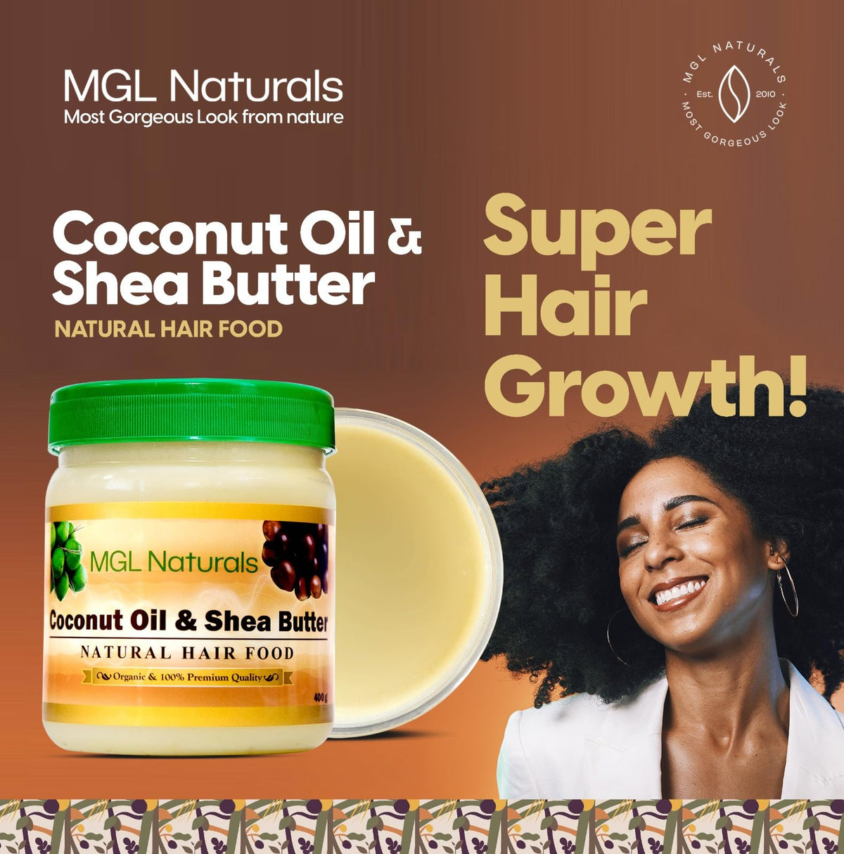 MGL Naturals organic shea butter texture close-up for rich hair care