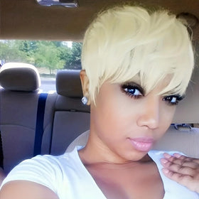 MGOKEMAY synthetic hair wig textured layered back view offers low maintenance style.