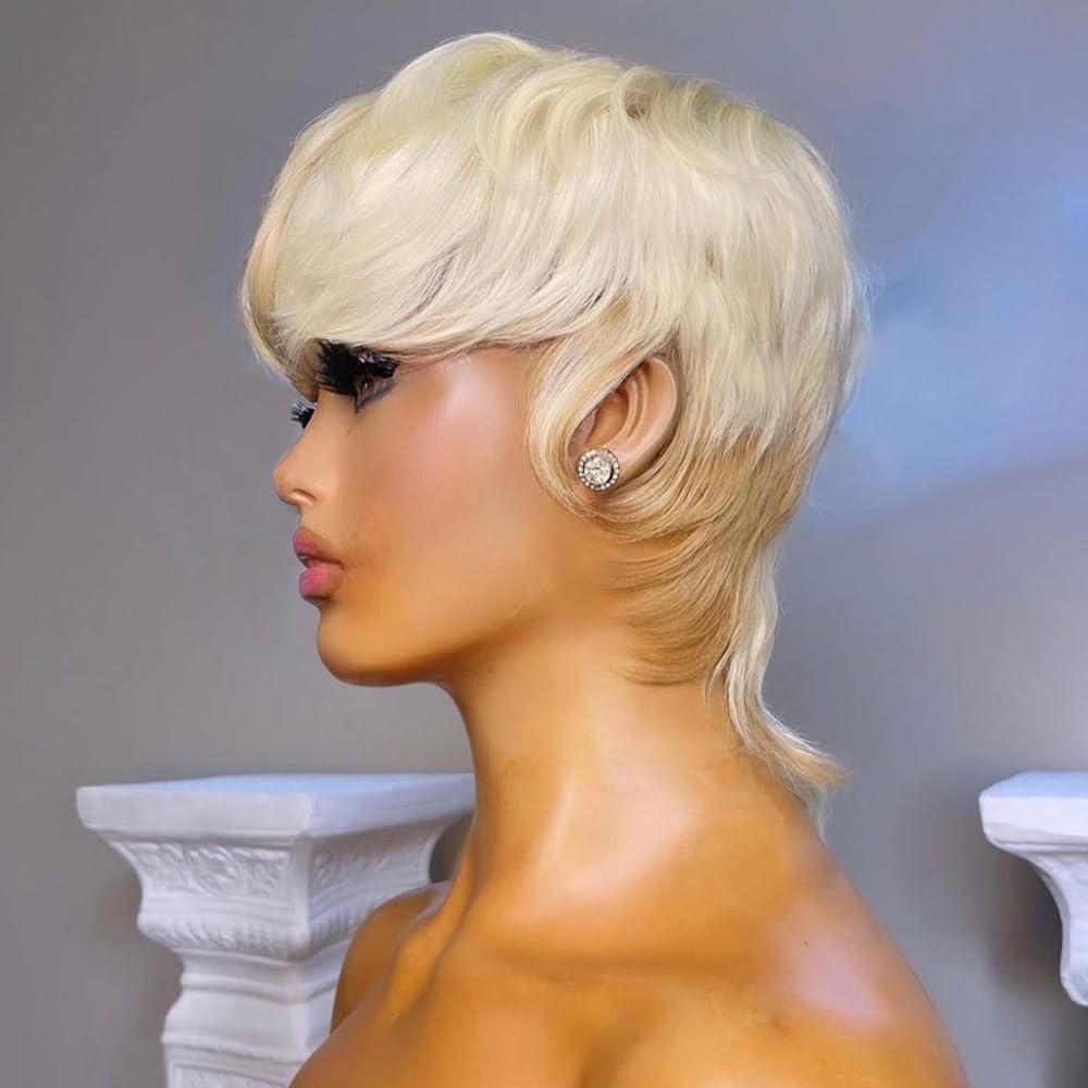 MGOKEMAY synthetic mullet wig, back view, easy maintenance.