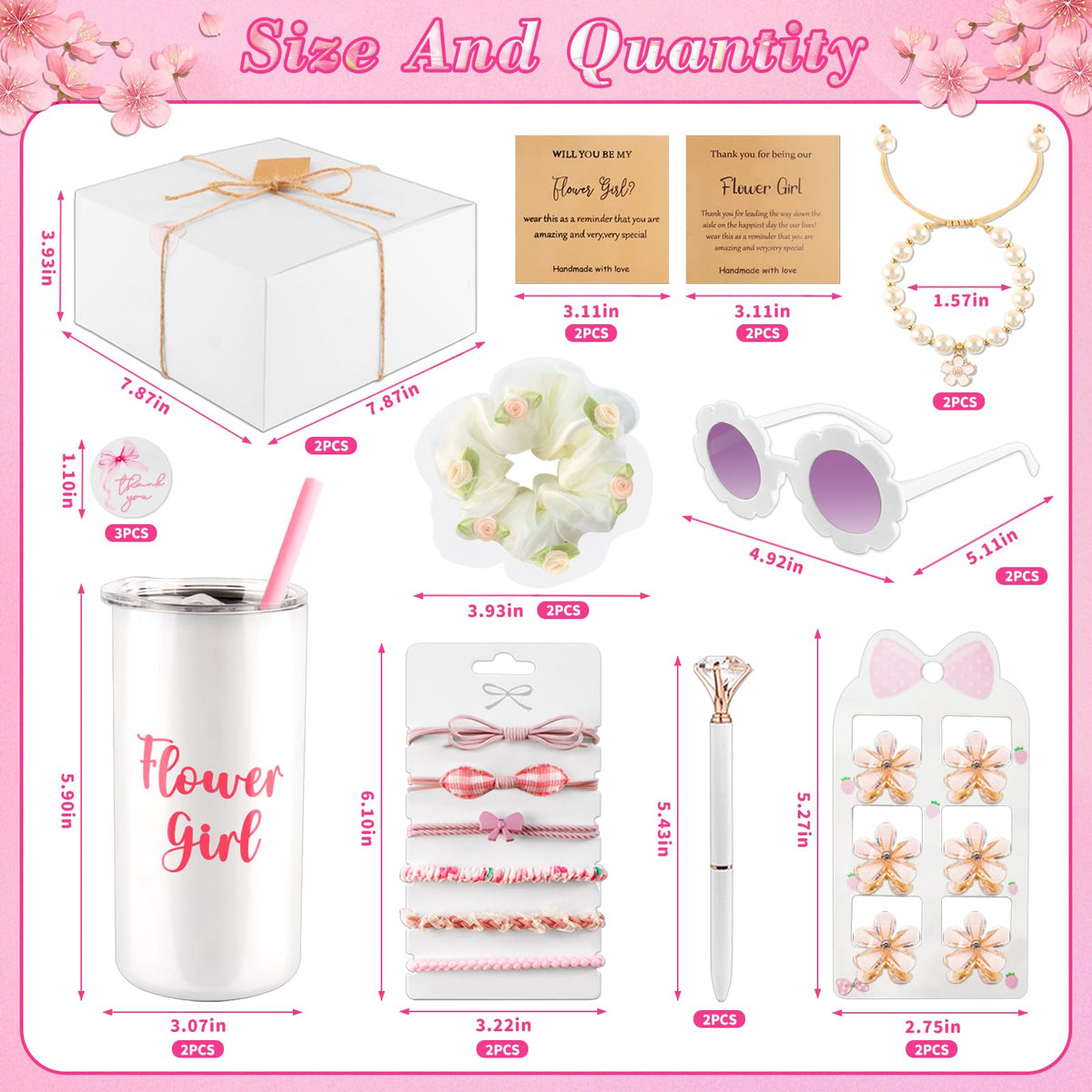 Mhoel Flower Girl 12oz tumbler, two-pack, travel-friendly and kid-friendly